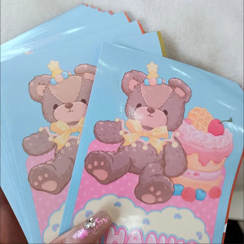 Imagem -04 - Urso Bonito Kawaii Selagem Adesivos Laminado Estilo Ins Alta Aparência Nicho Embalagem de Cartão Caixa de Aeronaves Material Faça Você Mesmo 100 Pcs por Conjunto