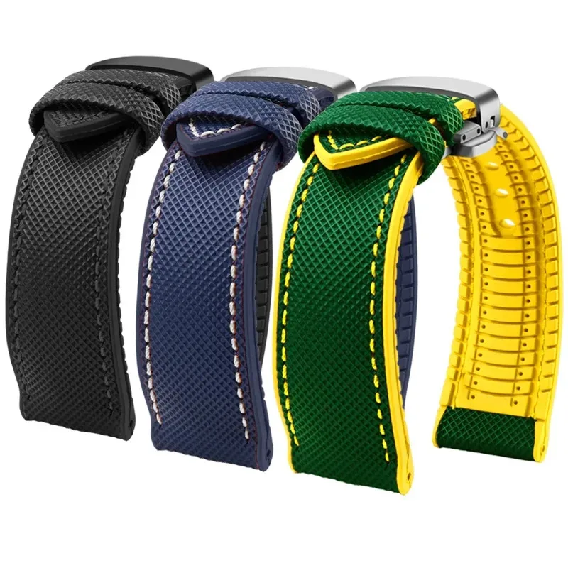 22mm 23mm Per TAG HEUER Longines CITIZEN Blue Angel Orologio VITON AT8020-54L/8020-03L/JY8078 Cinturino da uomo in tela nylon gomma