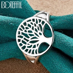 DOTEFFIL 925 Sterling Silver Round Trees Ring For Woman Fashion Wedding Engagement Party Gift Charm Jewelry