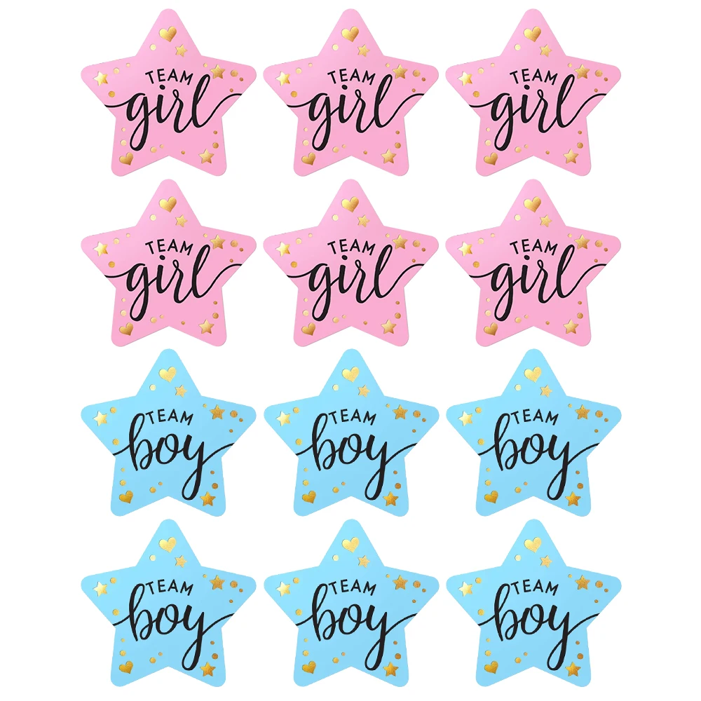 24/72 Stuks Team Jongen Team Meisje Stickers Jongen Of Meisje Sticker Voor Gender Onthullen Feest Decoratie Baby Shower Benodigdheden Geschenkdoos