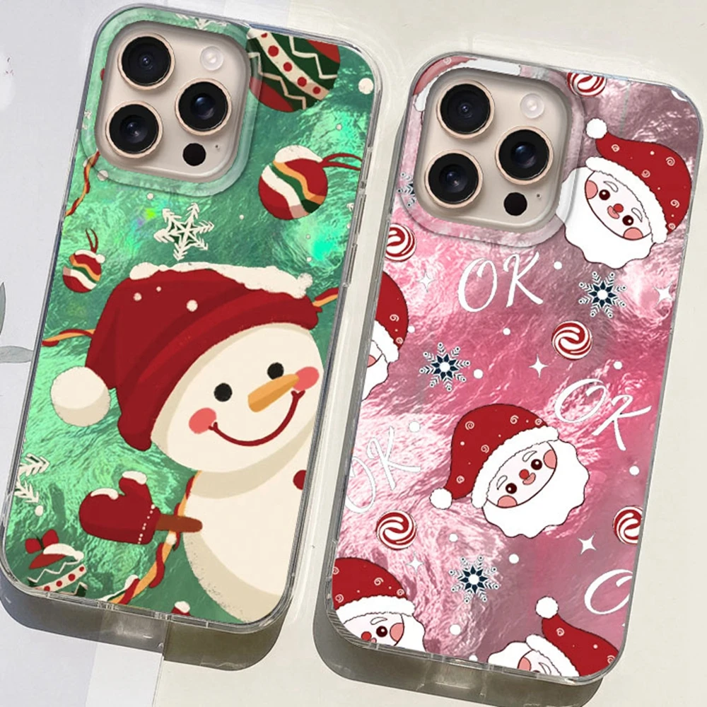 

Christmas Elk Tree Santa Cartoon Phone Case For Apple iPhone 16e 16 15 14 13 11 12 Pro Max 7 8 Plus X XS XR SE Girls Funda Cover