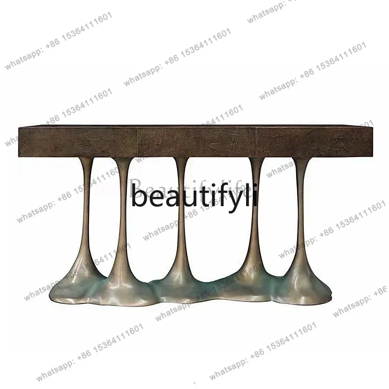 Pure copper entrance cabinet entry against the wall Villa long cabinet entrance table