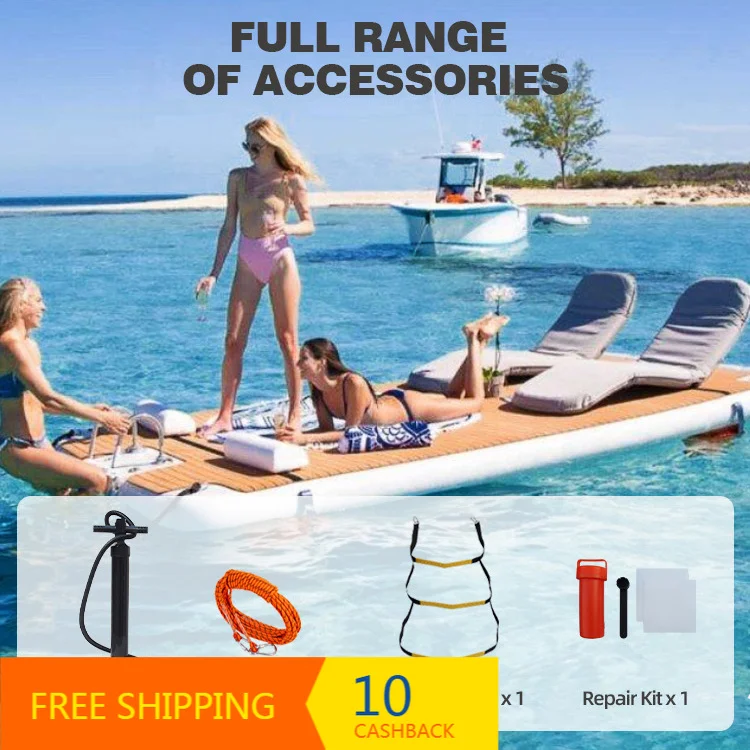 9×3ft 20cm Thick CE‑Certified Inflatable Floating Platform Eco‑Friendly PVC 100‑500kg Load Group Water Party Custom OEM