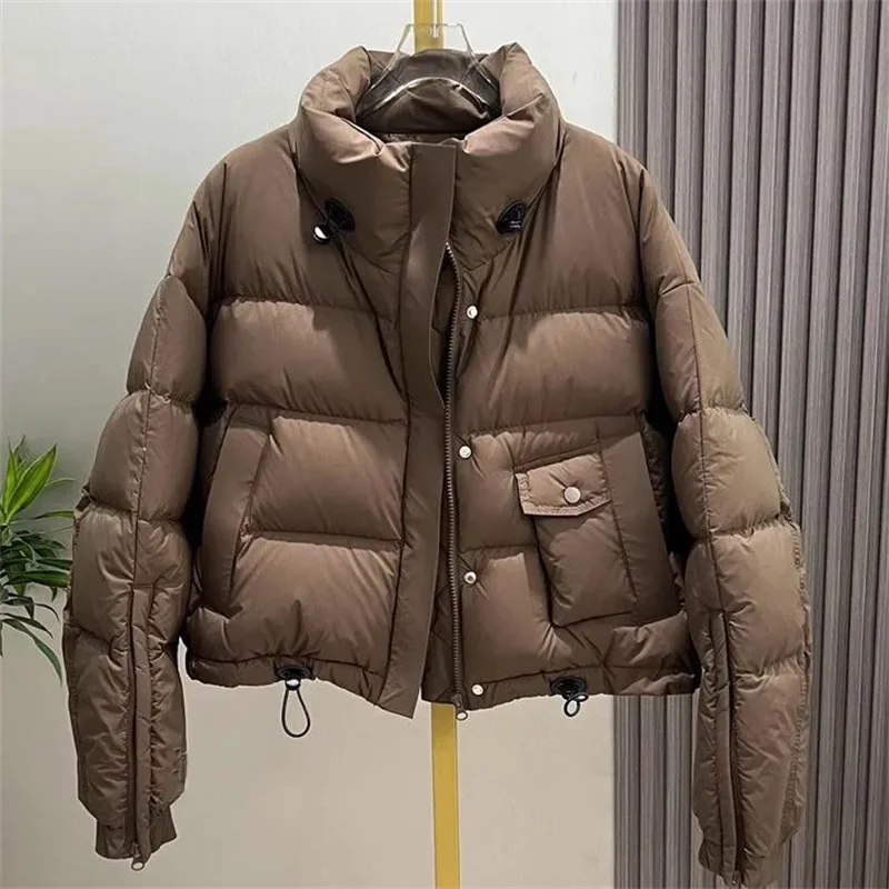 2024 New Winter Coat Thicken Down Cotton Puffer Jacket Petite Cropped Women Stand Collar Parkas Jacket Waterproof Snow Wear Outw