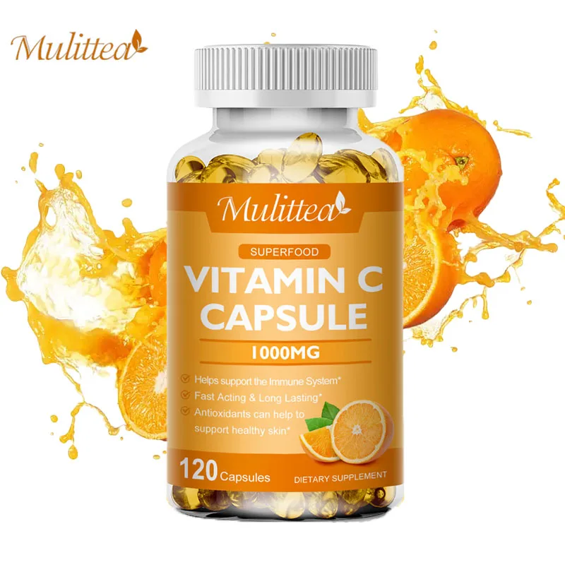 

Mulittea Vitamin C Capsules Supplements for Antioxidant Anti-wrinkle Whitening Skin Increase Immunity Supplements Organic Diet