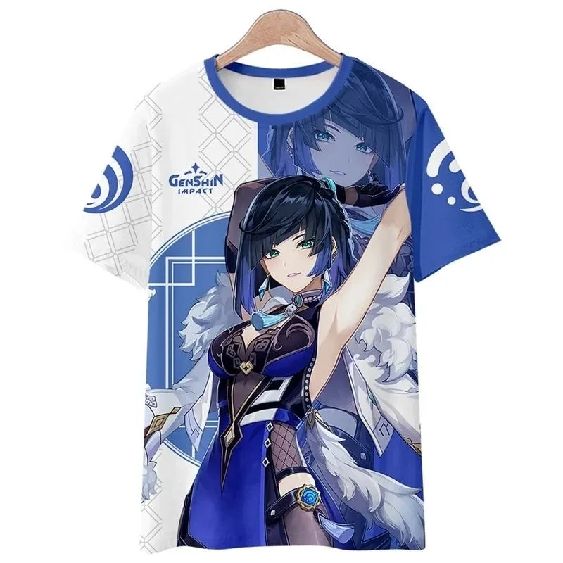 Yelan Cosplay Camiseta e Shorts, Genshin Impact Tops, Traje de quimono, Haori Cape, Cool Streetwear, Sportwear, Calcinha, Verão