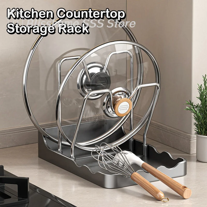 【S】Elegante Soporte para Tapas de Olla, Organizador de Tablas de Cortar, Soporte para Espátulas de Cocina, Estante de Almacenamiento, Soporte para Tablas de Cortar, Organizador de Tapas de Olla