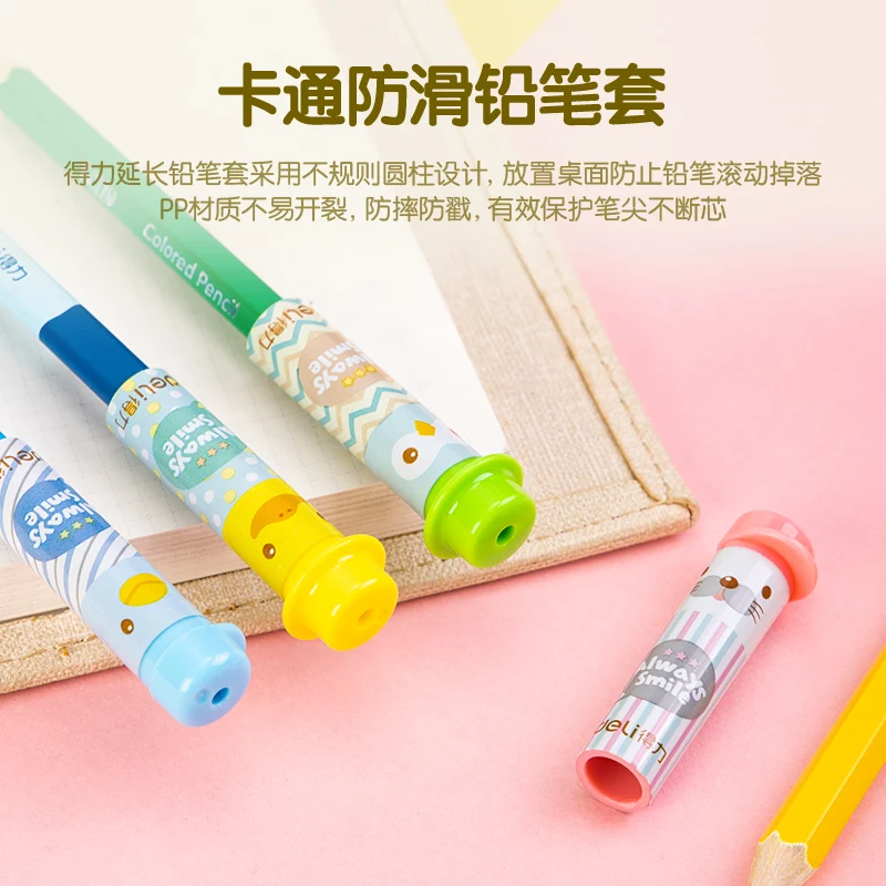 Pencil Cap Colored Cartoon AnimalsSafe Plastic Topper Pen Extender Students School Home Study Protect Head More Clean