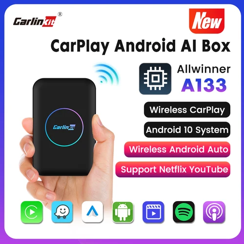Nuevo Carlinkit Android Auto adaptador inalámbrico Led Smart Tv Box reproductor de coche Android Auto 32GB para Toyota Mazda Peugeot Audi Mercedes