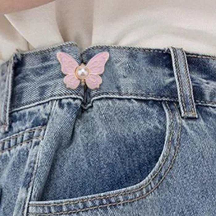 

1 шт., джинсовая пуговица с бабочкой на талии, многоразовые инструменты для приготовления одежды, пуговицы для шитья не требуется, украшение для брюк