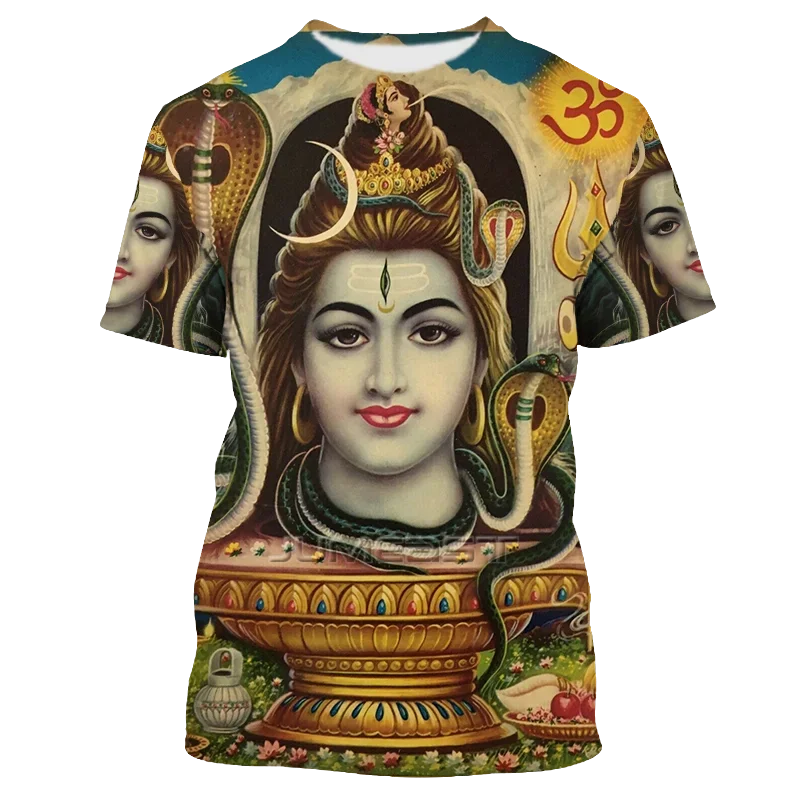 3D Hindu God Shiva Printed Ganesha Graphic T Shirt  Hanuman Casual Men T-shirts Vintage Tops 90s Aesthetic YK2 T-shirty