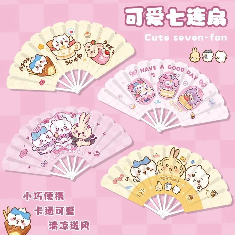

My Melody Kuromi Anime Kawaii Sanrio Summer Waterproof Cartoon Folding Fan Cute Cartoon Chiikawa Children Portable Fan Gifts