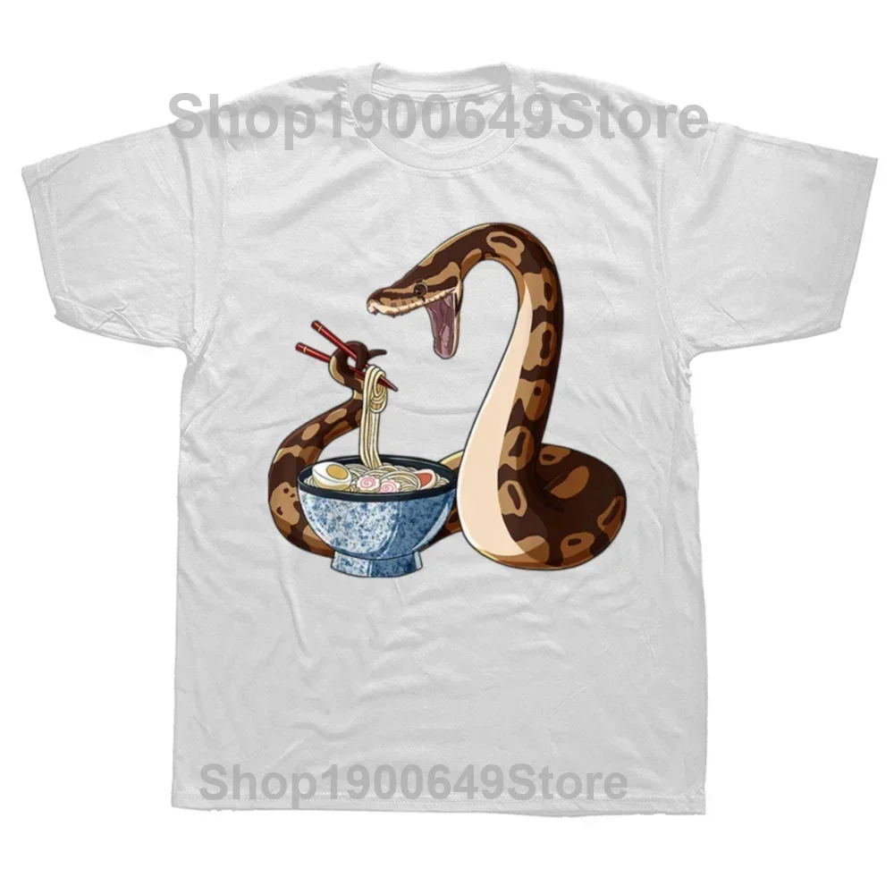 Funny Japanese Kawaii Ramen Snake Ball Python T Shirts Cotton Streetwear Short Sleeve Birthday Gifts T-shirt Mens Clothing