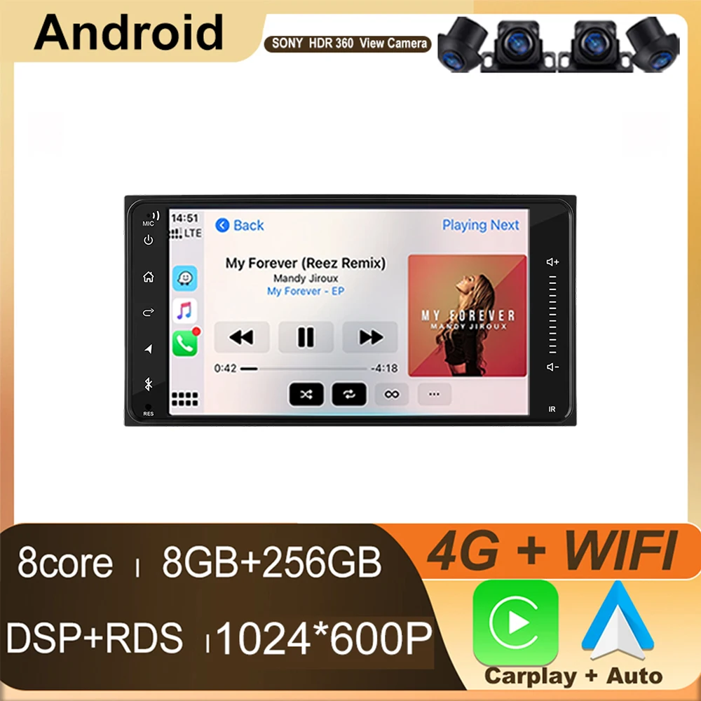7 Inch Carplay Car Radio Android Auto For Toyota Vios Crown Camry Hiace Corolla Rav4 Multimedia GPS Navigation Screen 4G WIFI BT
