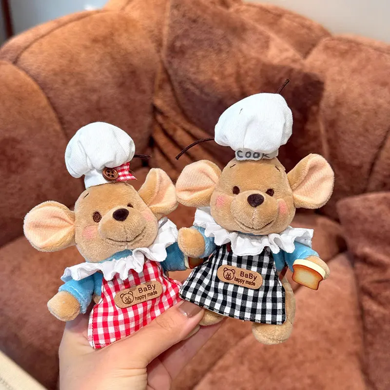 ديزني ويني ذا بوه رو الكنغر أفخم محشوة المفاتيح Kawaii الشيف الزي ظهره سستة ديكور دمية قلادة هدايا عيد الميلاد