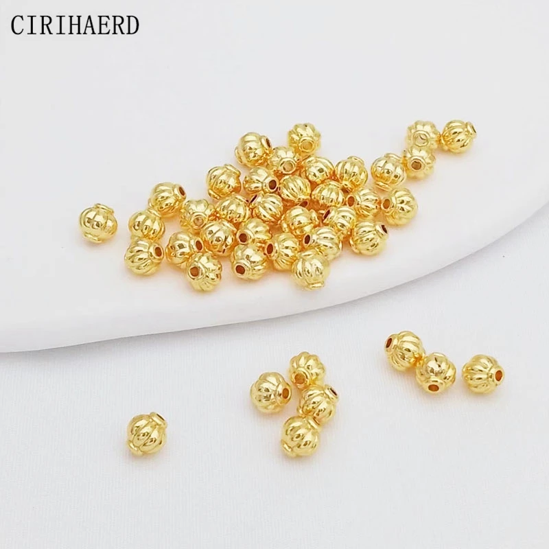 Multi Size 14K/18K Gold Plated Lantern Beads For Jewelry Making DIY Bracelet Making Supplies Accessories Materials Copper Bead