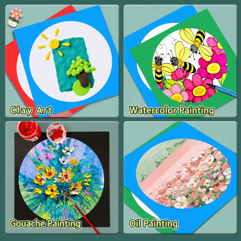 20Pcs Paper Drawing Mat Board Square Outer Round Inner Lightweight Sketch Paper Mat Vintage Chinese Painting Mat