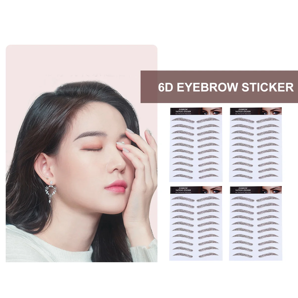 4 Pcs Eyebrow Stickers Transfer False Eyebrows Cosmetics Imitation Tool Stencils Fake Eyelashes