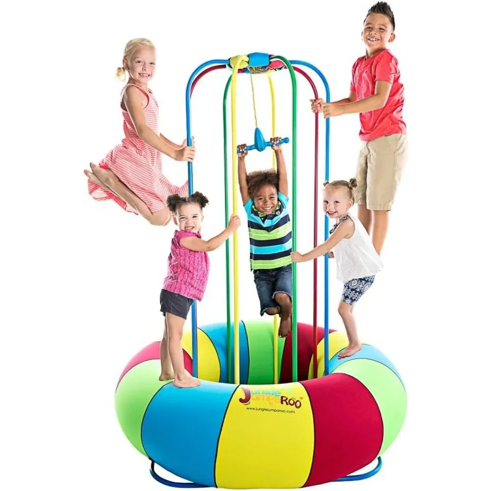 Trampoline/Bounce House-Like Play Set - Indoor/Outdoor Jungle Gym with Welded Swing bar - Large