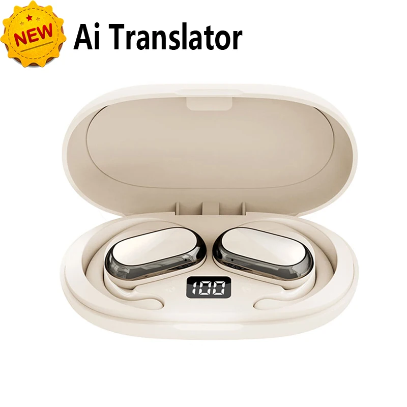 AI-Rotatable Wireless Bluetooth Earhook, Tradução em Tempo Real, Headset Inteligente, Impermeável, Esportes