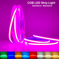 COB LED Strip Light 12V 24V 320/480LEDs/m High Density Flexible FOB Led Lights Tape Red/Green/Blue/Pink/Ice Blue/Yellow Lighting