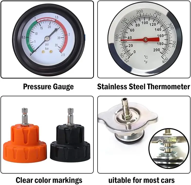14-Piece Cooling System Pressure Tester Kit for Car, Truck, Motorcycle Radiator Test Tool