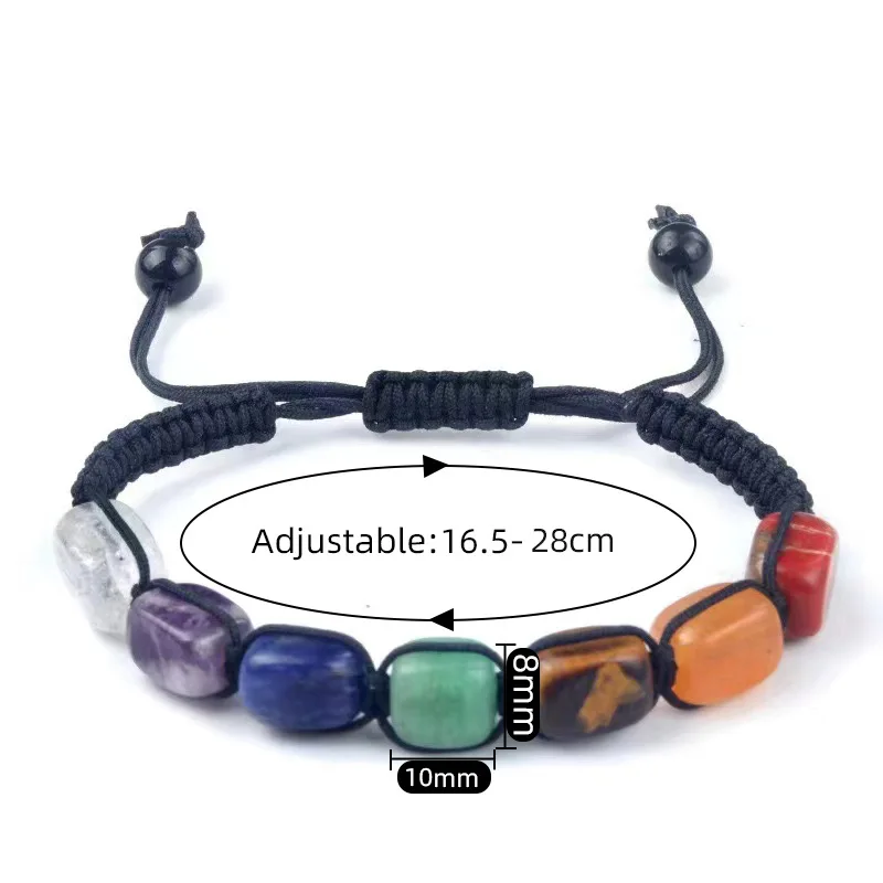 7 Chakra-Armband aus Natursteinperlen für Damen und Herren, handgefertigt, geflochtenes Seil, verstellbar, Wickelarmband, Paar-Modeschmuck, Geschenk – Detail 1