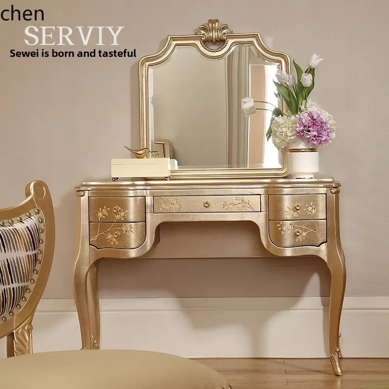 light luxury solid wood with pumping hand-painted dresser villa European court princess dresser