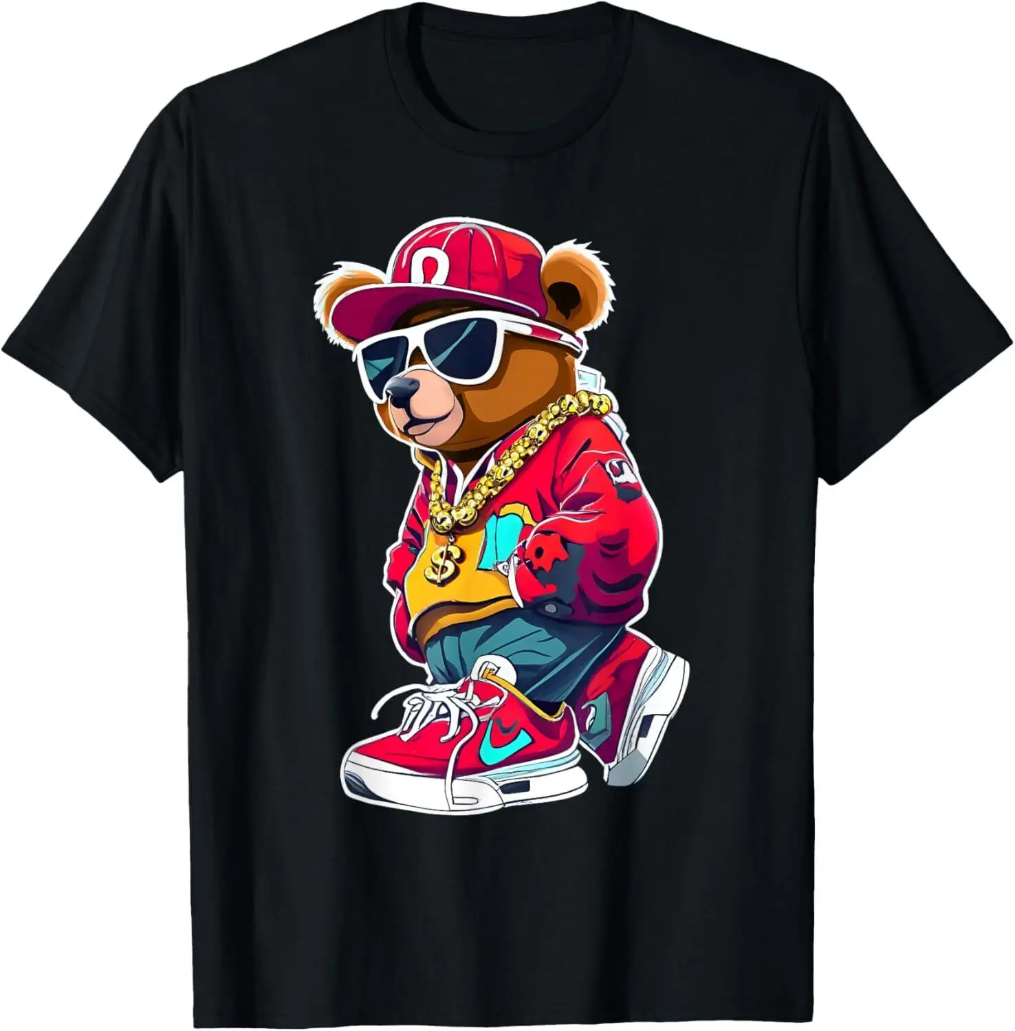 Cute Hip Hop Teddy Bear Tshirt 90 hip hop clothing graffiti T-Shirt