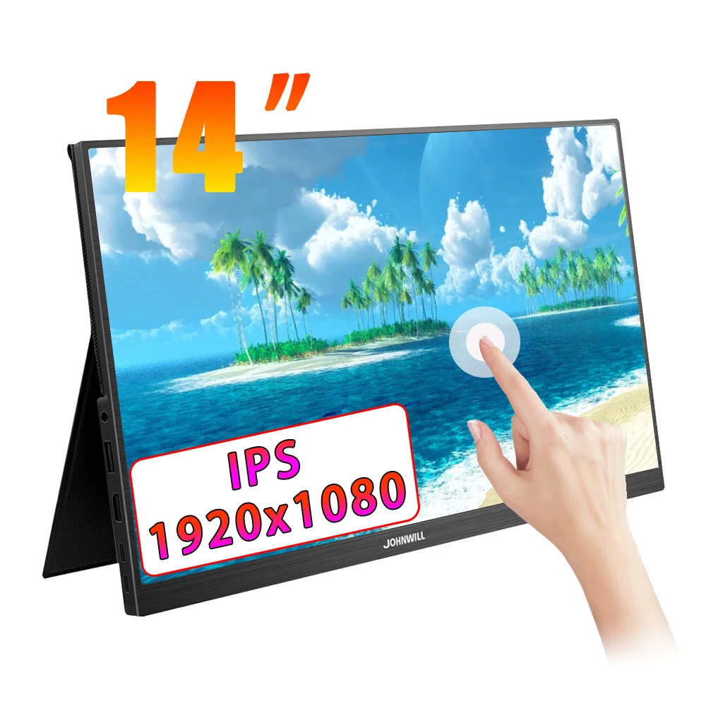 Portable Monitor 14 Inch Touchscreen FHD 1920x1080P IPS Panel LCD Display HDMI For PC Gaming Laptop Switch Raspberry Series