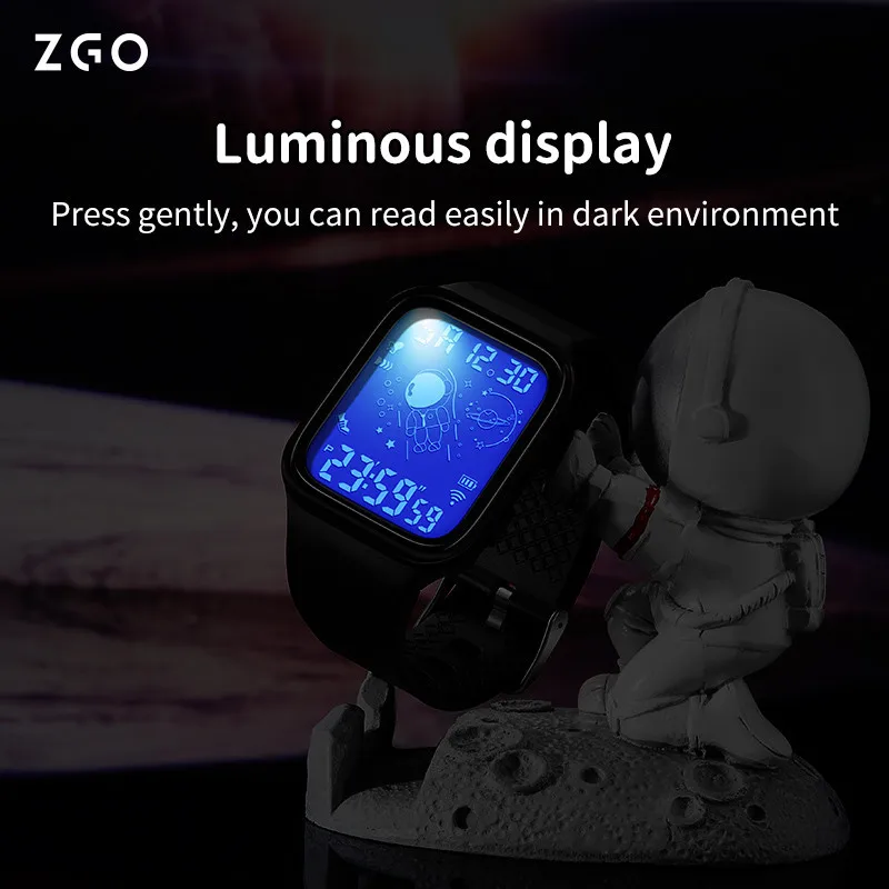 Reloj ZGO para niños y niñas, reloj despertador luminoso resistente al agua, reloj de pulsera deportivo para estudiantes, relojes digitales electrónicos, caja de regalo 8616