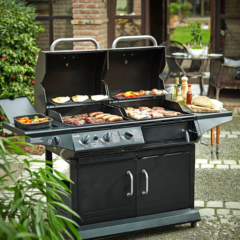 For gas and carbon dual purpose courtyard barbecue rack, charcoal barbecue stove, large American style stew oven