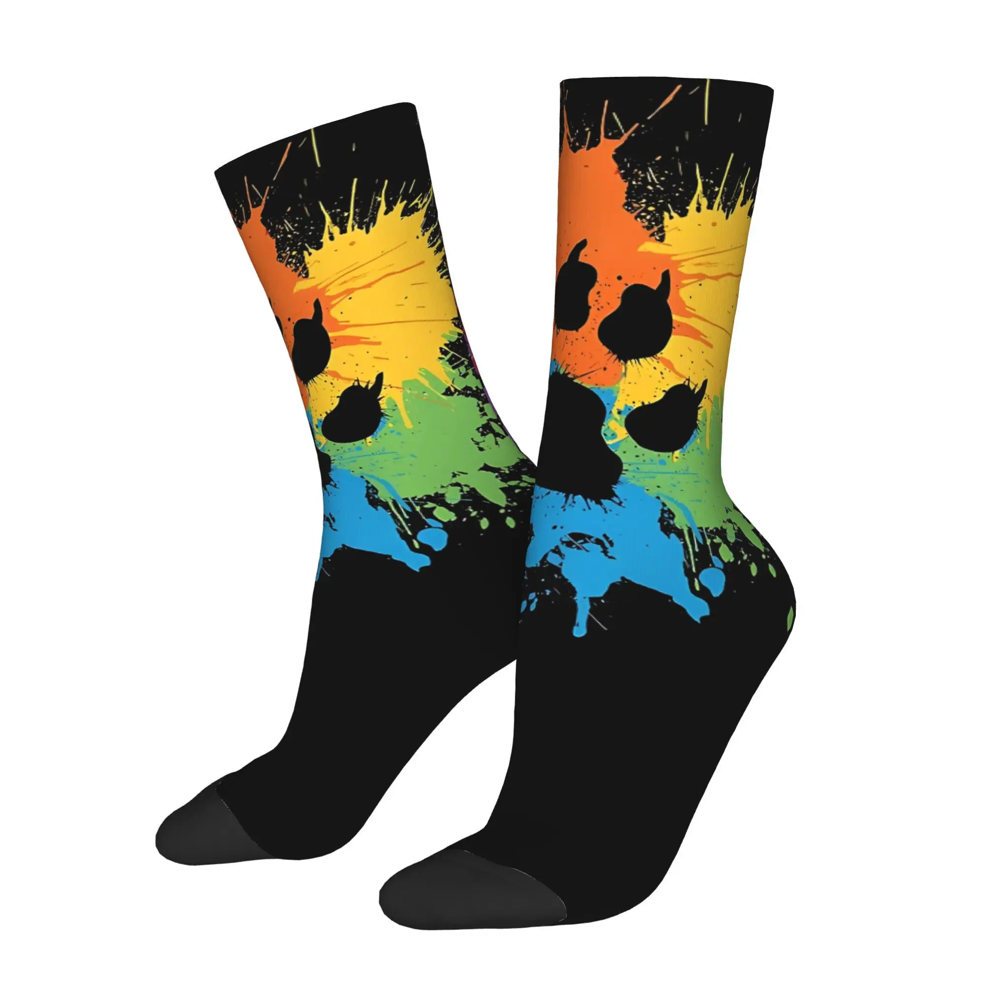 

1pc Paw Pride Printed Men's Socks Novelty Hip Hop Harajuku Pattern Crew Sock Casual Gift