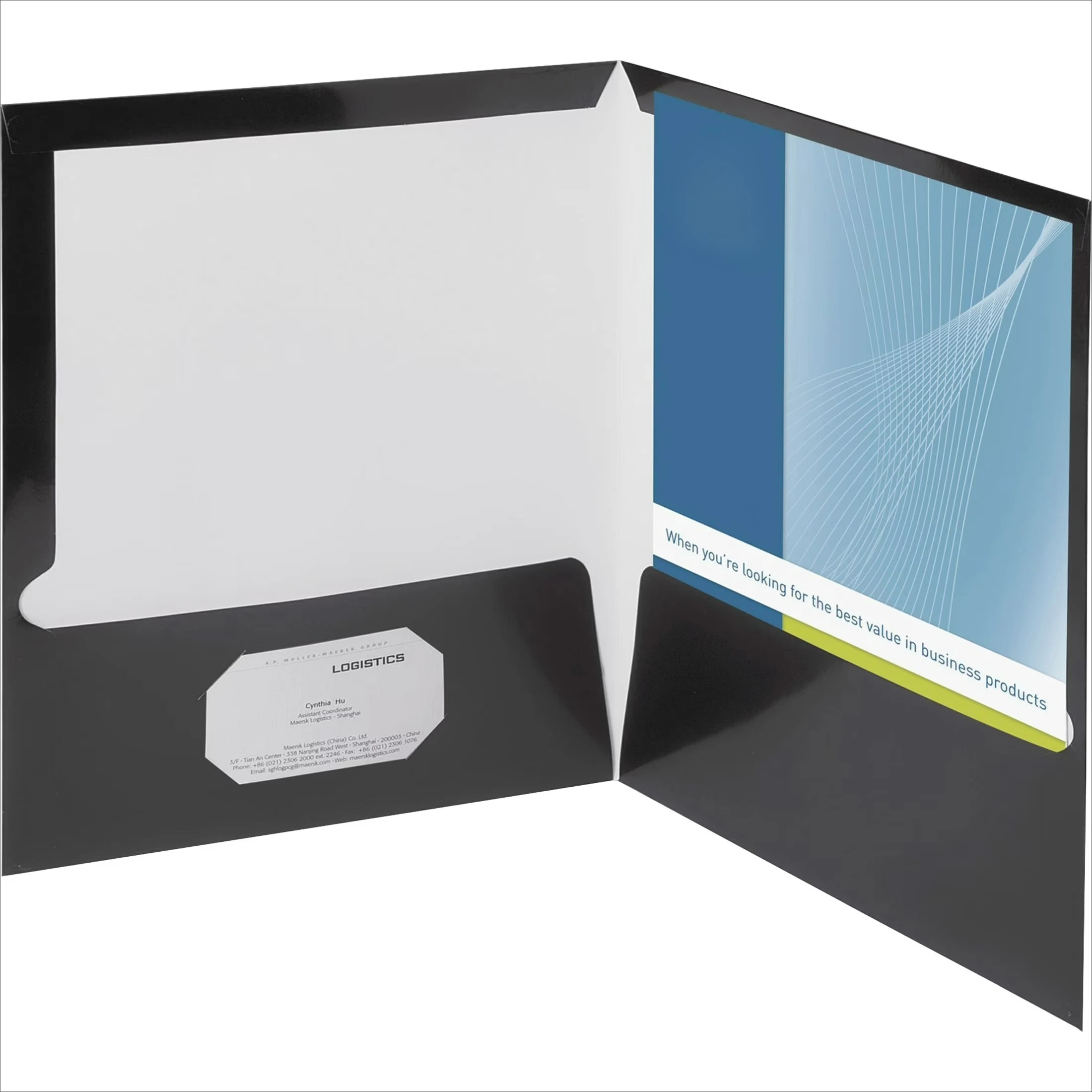 

BSN44425, Laminated Cover 2-pocket Portfolio, 25 / Box, Black