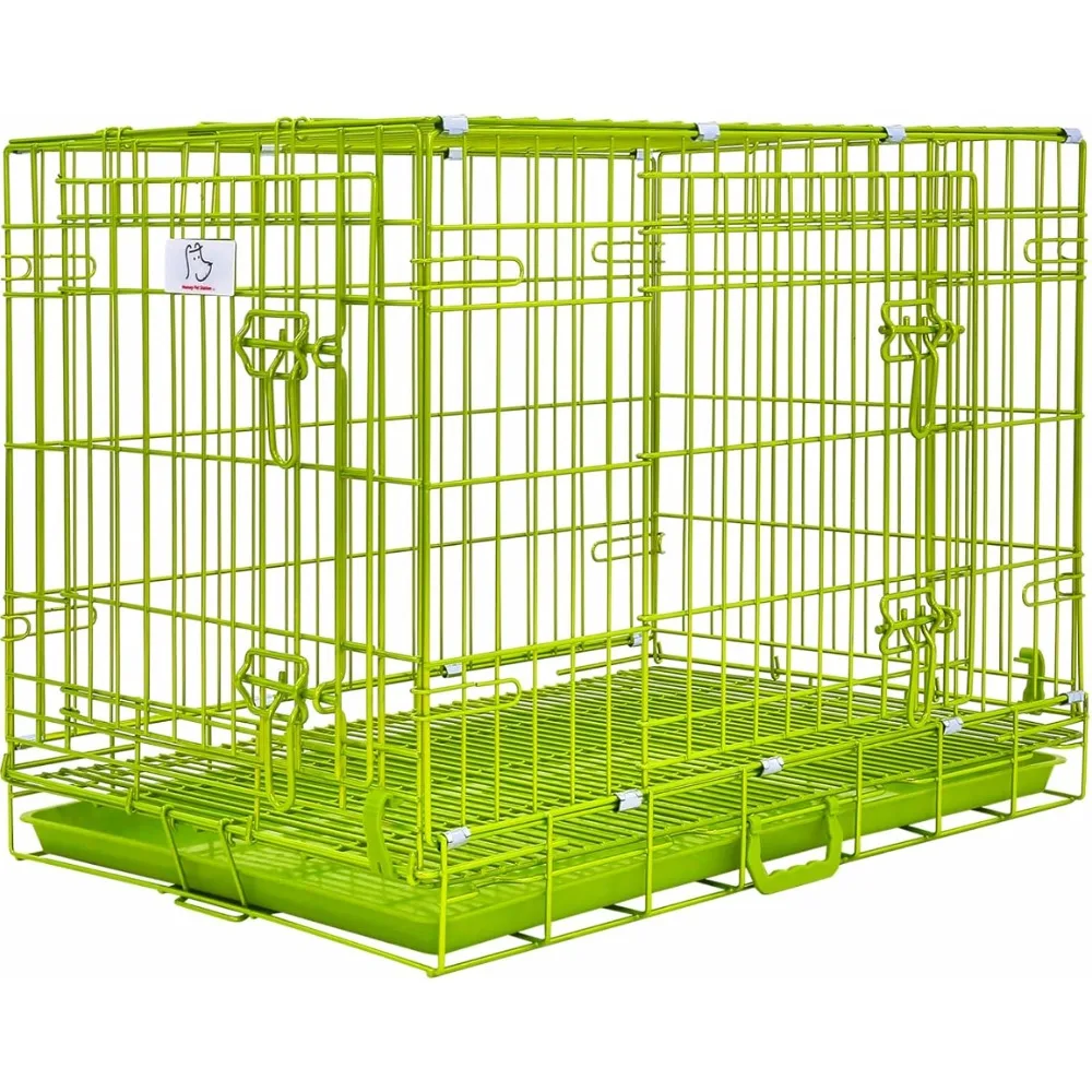 

HOMEY PET 30 Inch Dog Kennel Indoor, Green Dog Cage for Small Dogs Foldable Dog Crates for Medium Dogs Nano-Coated Metal Wire Do