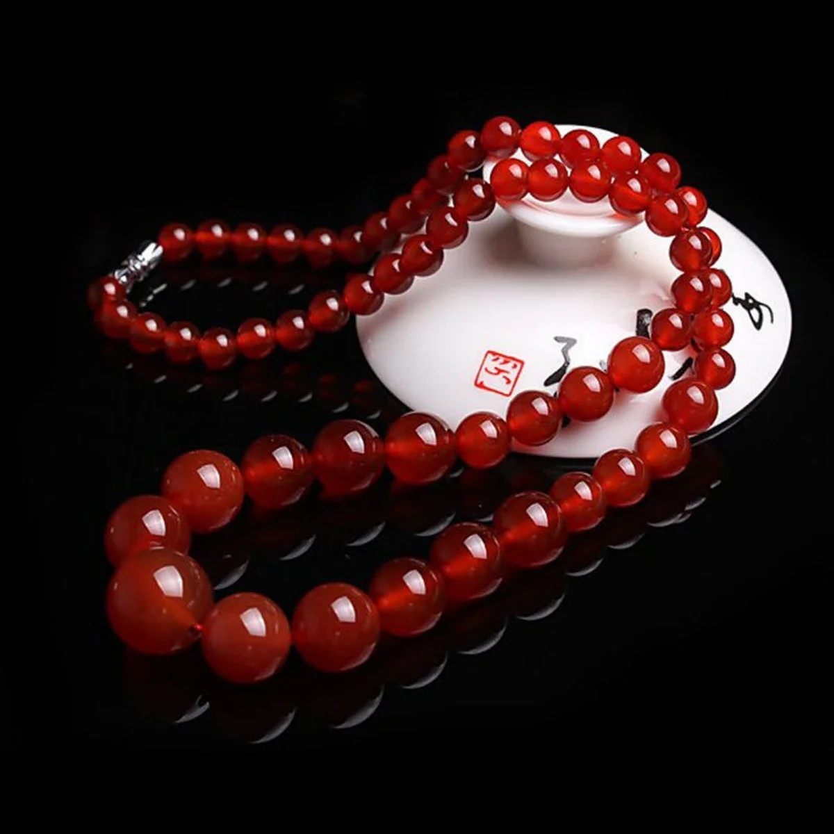 

6-14MM Round Red Onyx Tower Chain Beads Necklace Chalcedony Natural Stone Neck Wear For Women DIY Fashion Jewelry Mother's Gifts