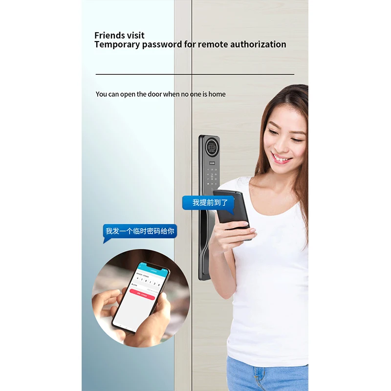 3D Face Recognition Camera Smart Electronic Door Lock Tuya WiFi App Digital Fingerprint Keyless Security Access Smart Lock