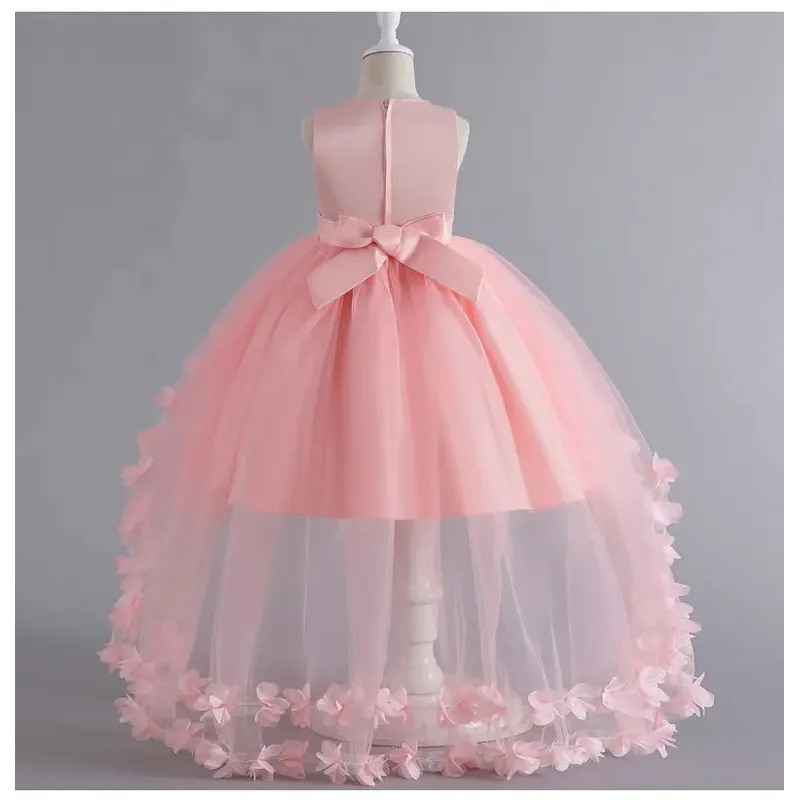 25COSGirls 공주 드레스 구슬 장식 민소매 테일링 의상 어린이 생일 파티 웨딩 신부 들러리 정장 이브닝 가운 4-10