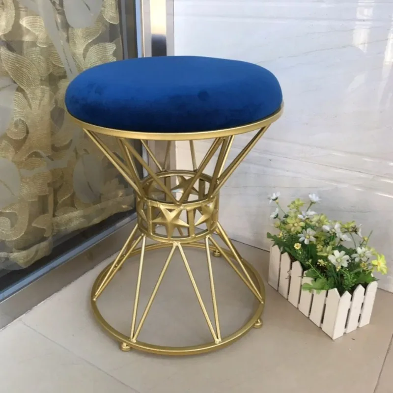 Modern Simple Luxury Dressing Stool Girl Ins Cosmetic Chair Golden Household Round Stool Bedroom Creative Stools Ottomans Vanity