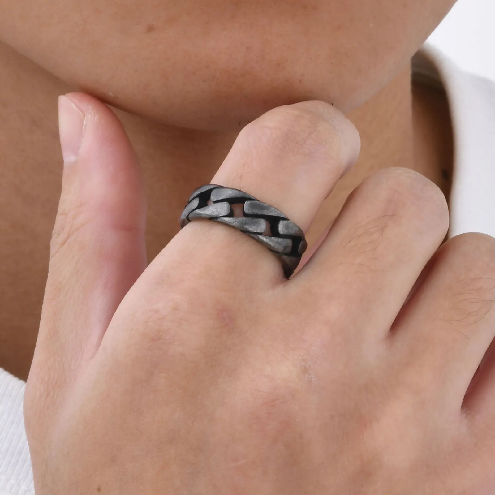 7 مللي متر الرجال الفولاذ المقاوم للصدأ حلقة للرجال العصابات الجوف الصلب كبح رابط سلسلة السائق الدائري #2