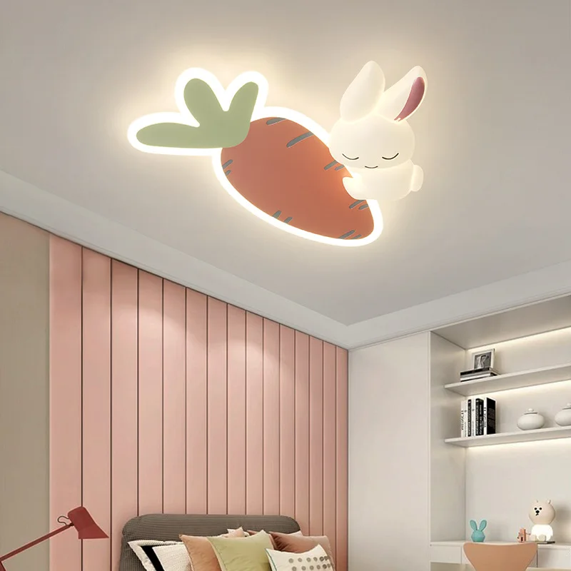 Imagem -03 - Bonito Led Luzes de Teto para o Quarto das Crianças Luz Branca Coelho Desenhos Animados Simples Quarto Princesa Decoração do Quarto da Menina