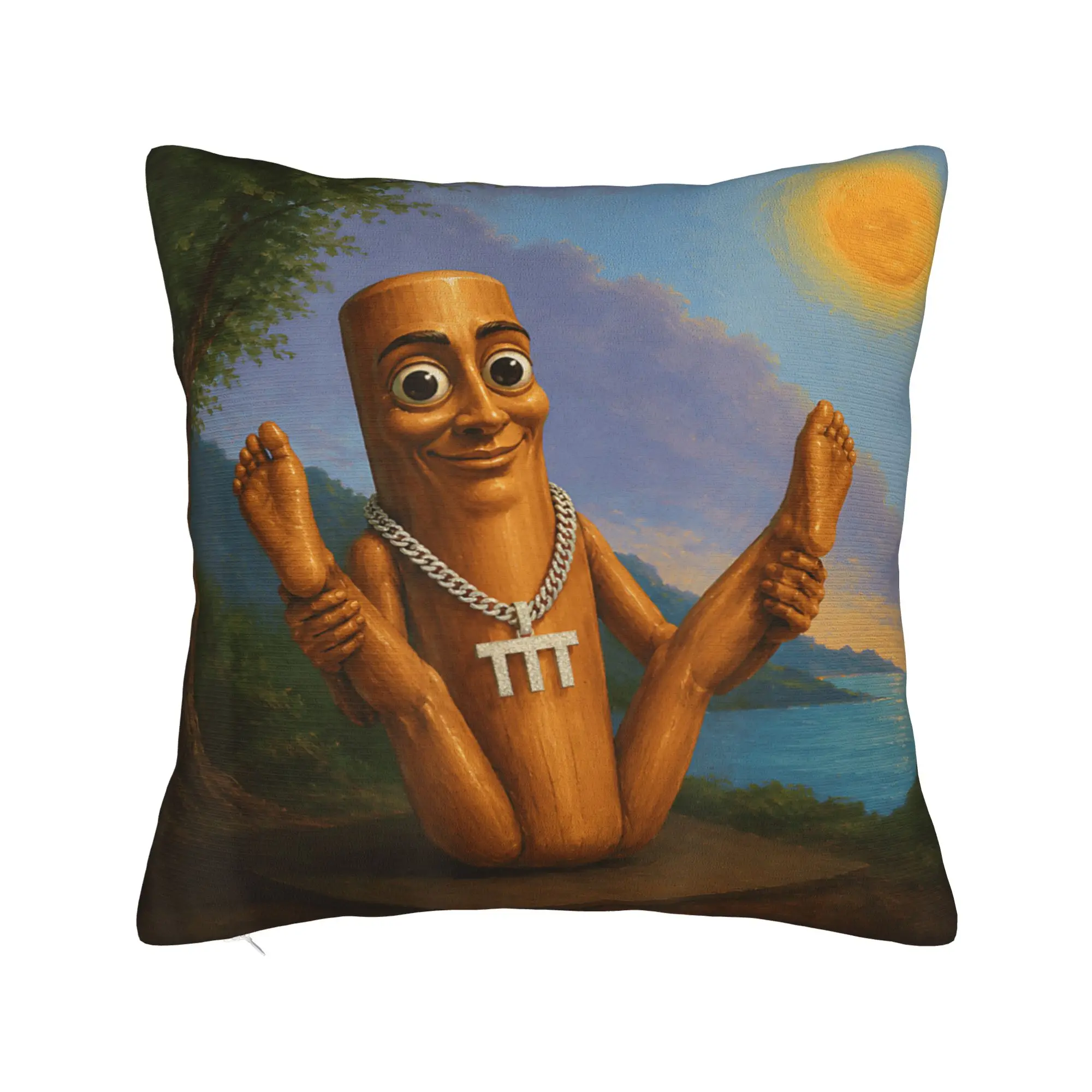 Tung Sahur Doing Hilarious Yoga Pose Funny Brainrot Art Meme Pillow Case Graphic Pillow Cover Pillowcases For Home Decoration