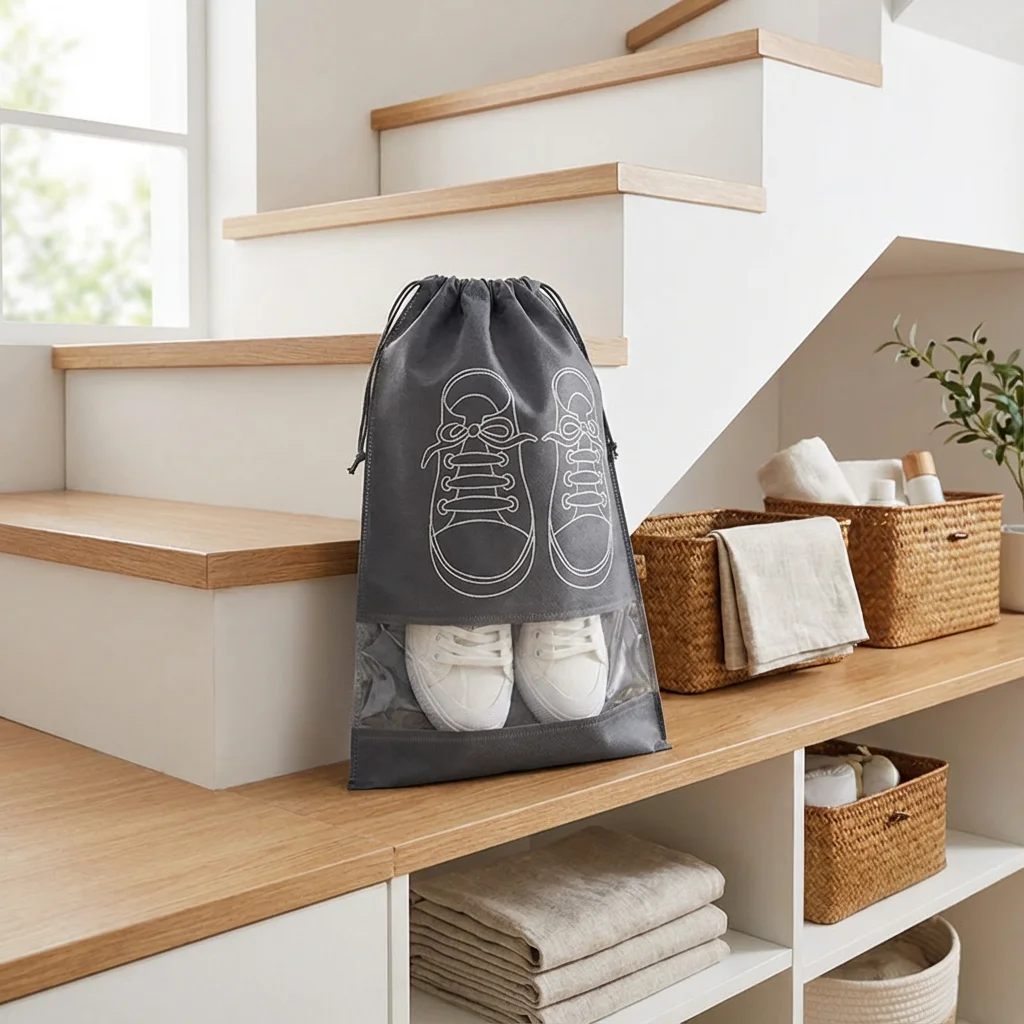 

Outdoor Dustproof Shoe Covers 5 Pack, Large Drawstring Design, Easy to Clean, Keep Shoes Tidy During Trip
