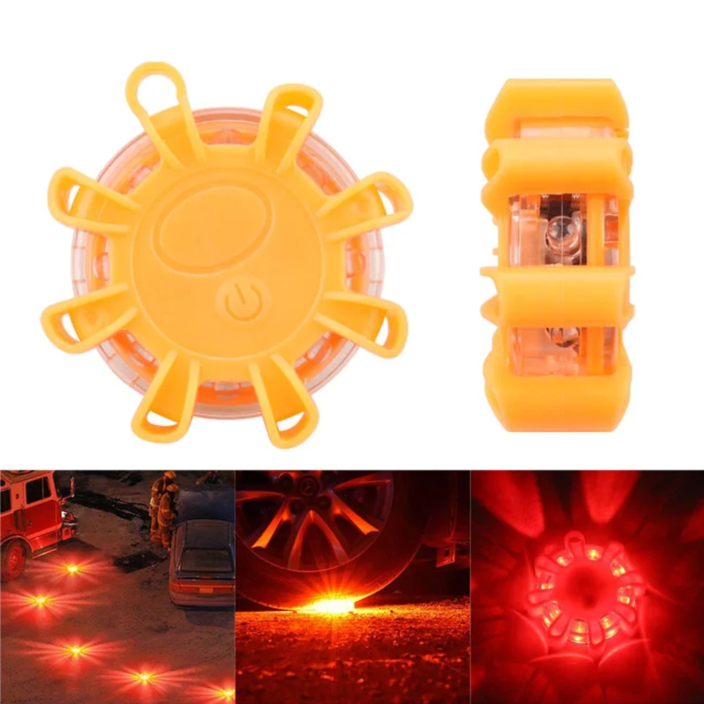 

8 LED Flares Emergency Lights Roadside Safety Beacon Disc Flashing Warning Flare Kit With Magnetic Roadside Warning Flasher