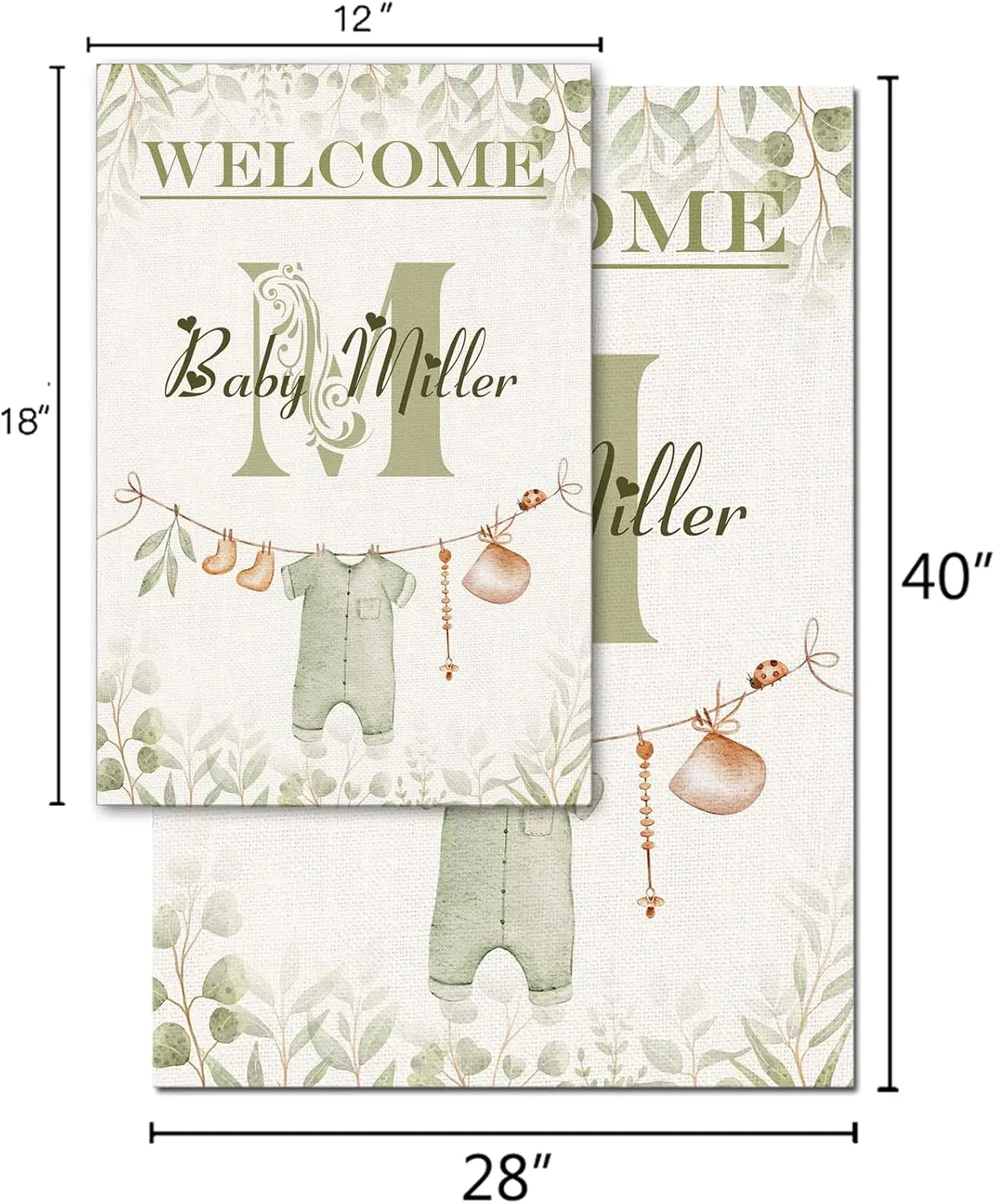 Welcome Baby Shower Custom Garden Flag Double Sided - Personalized Funny Yard Decor with Name, Summer Welcome Banner for Law UUX view 3