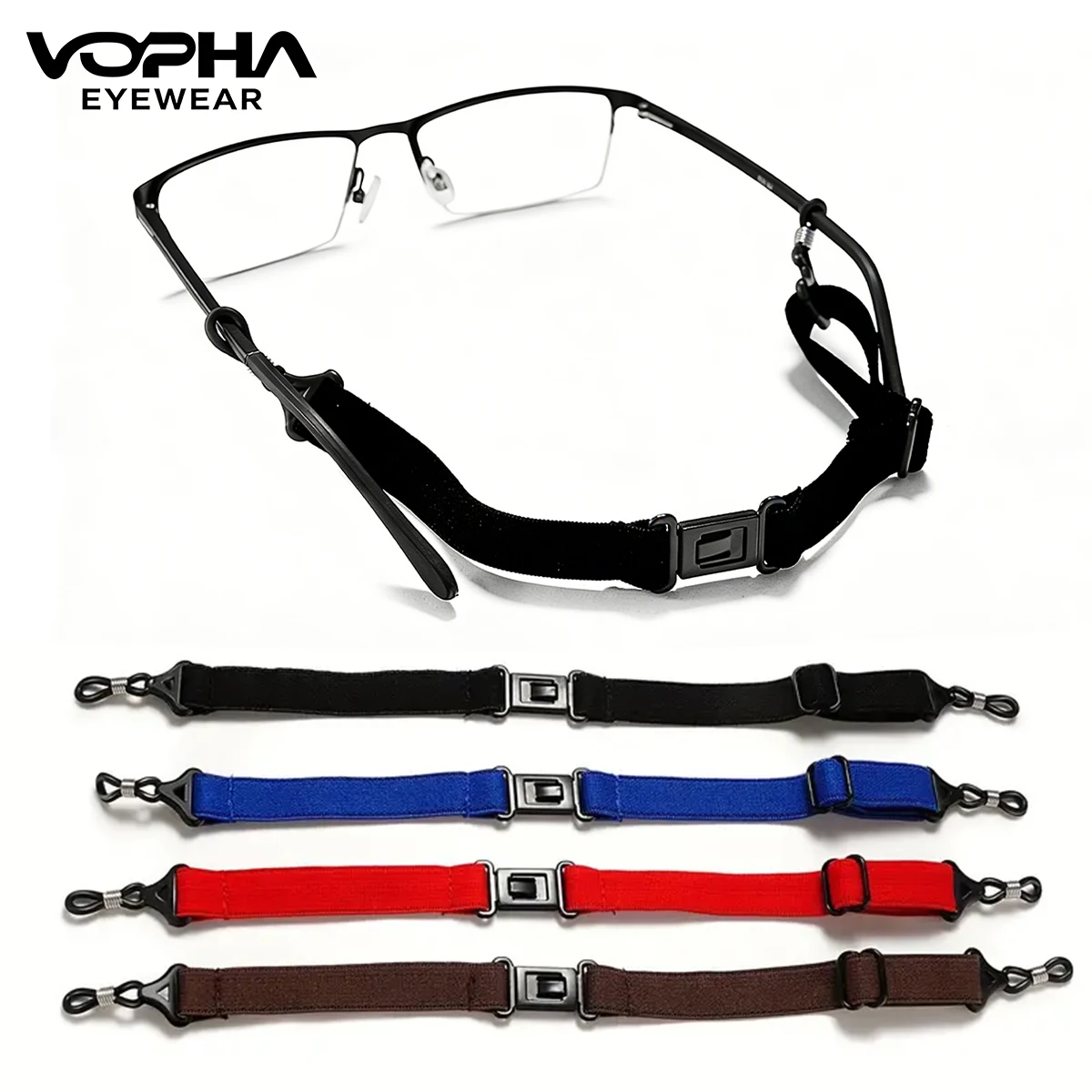 Schwarz-blaues, verstellbares, rutschfestes Sport-Brillenband, Brillen-Kopfband, Sicherheits-Brillenhalter PS10