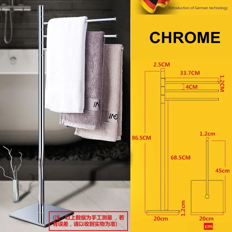 Imagem -04 - Toalheiro Vertical de Bronze para Banheiro Barra Móvel do Assoalho Rotating Folding Floor Stand