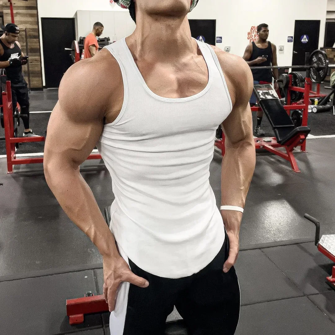 Men's Summer Vest I Loose Movement Fitness Training Sleeveless T-shirt White Clothing M-3XL American Solid Color Vest for Men