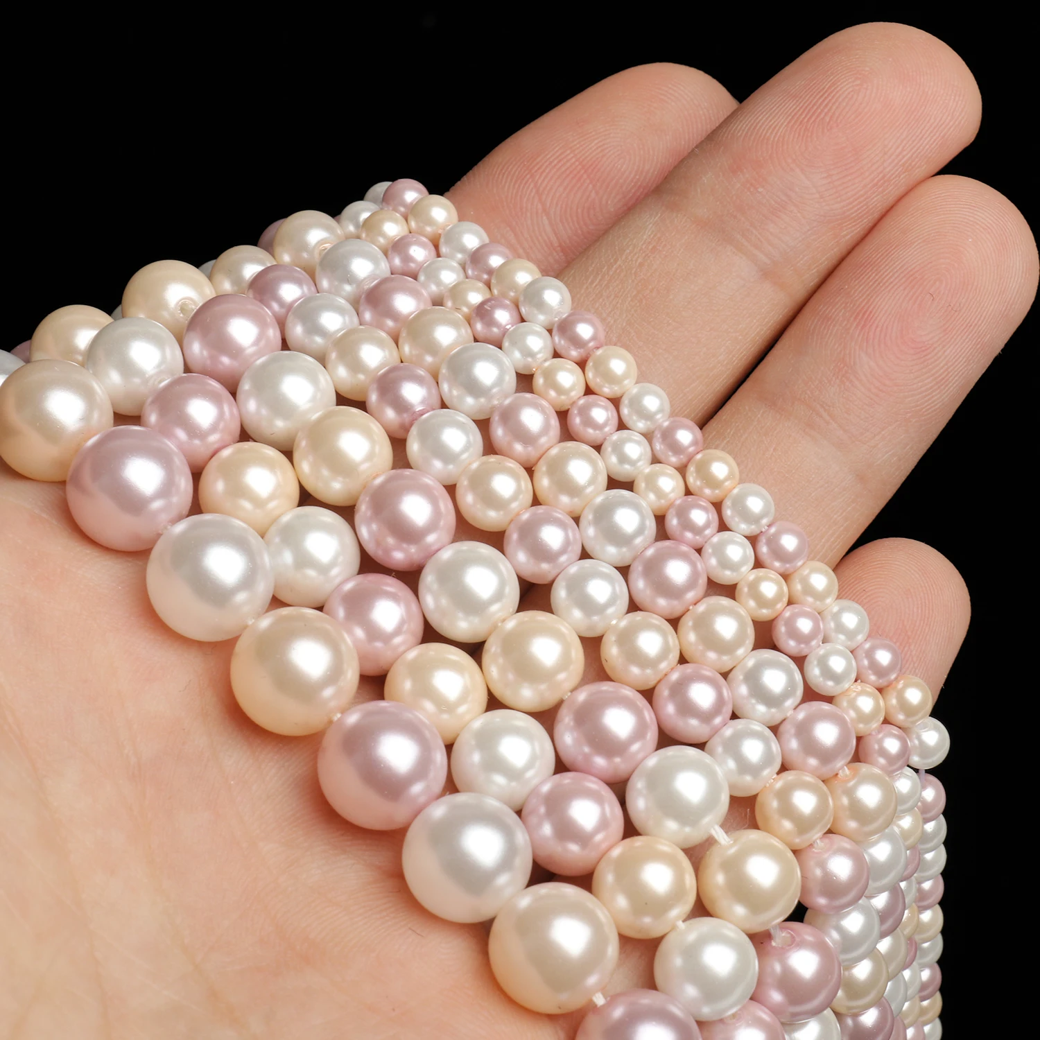 4/6/8/10mm Natural Colored Imitation Pearls Shell Beads Round Loose Beads for Jewelry Making Supplies DIY Bracelet Accessories