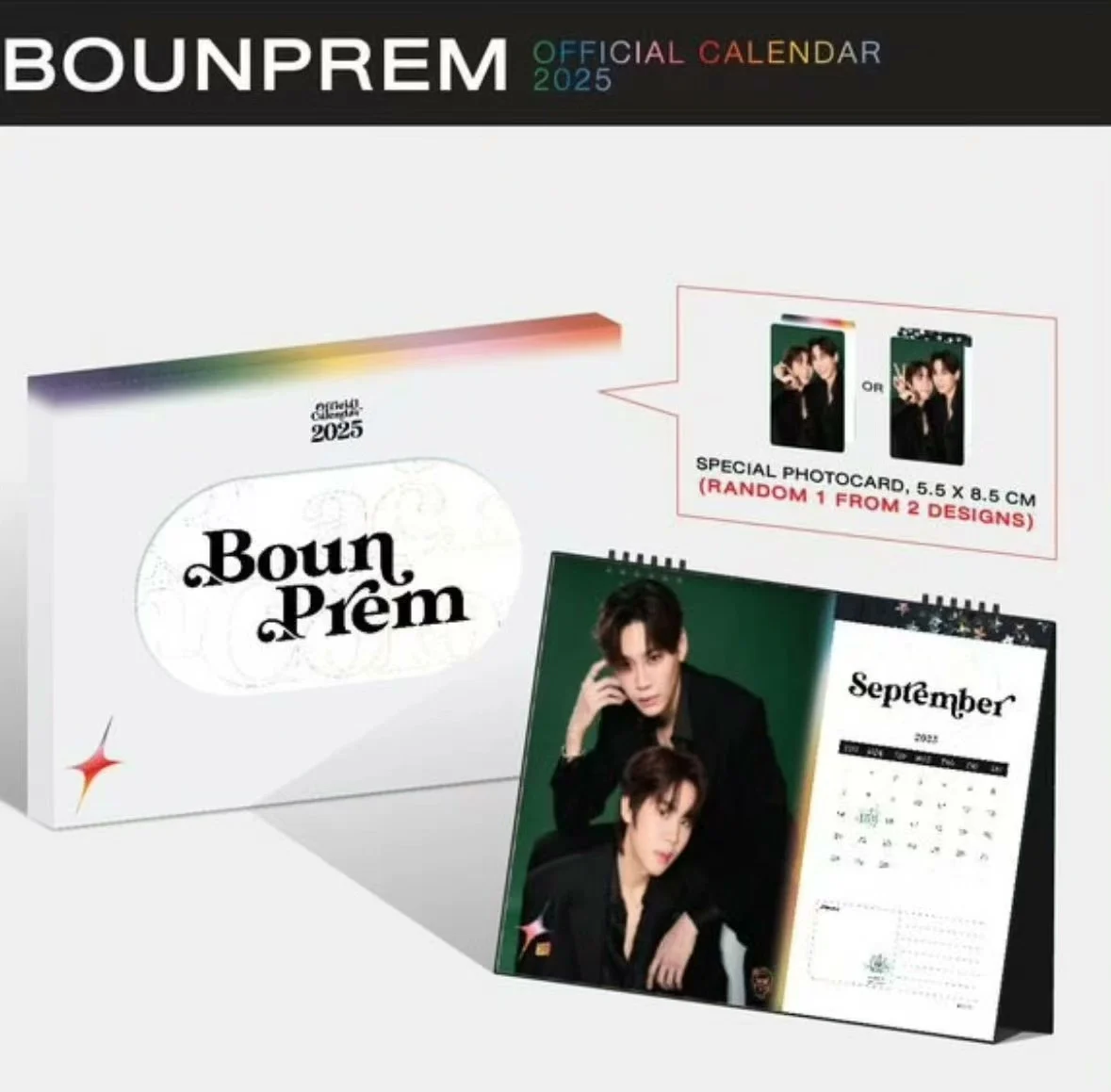 2025 New In Stock GMMTV Thailand Stars Drama BetweenUsTheSeries Between US Boun Prem Official Calendar 24.5x18.7cm+1 Card